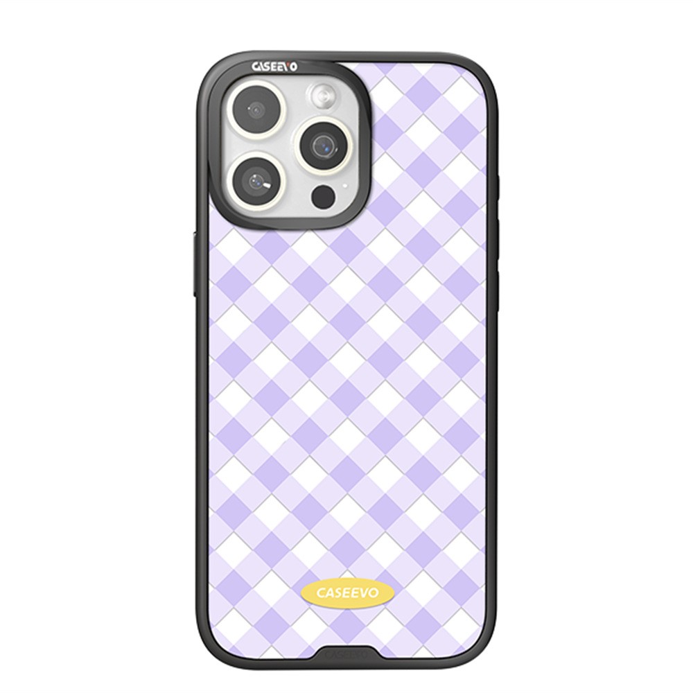 CASEEVO For iPhone 15 Pro Max Case Compatible with MagSafe TPU Acrylic Magnetic Phone Cover with Detachable Grid Backplate - Purple / Oblique