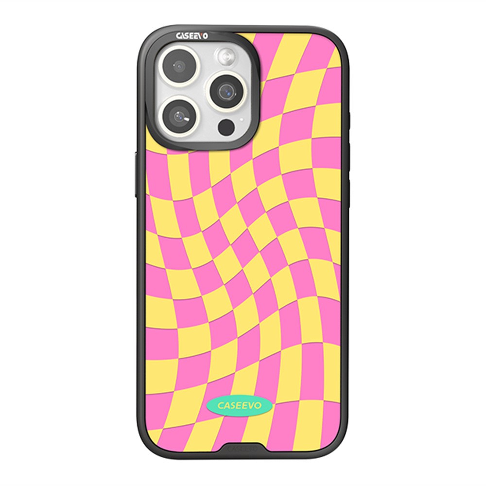 CASEEVO For iPhone 16 Pro Case Compatible with MagSafe TPU Acrylic Magnetic Phone Cover with Detachable Grid Backplate - Yellow / Pink