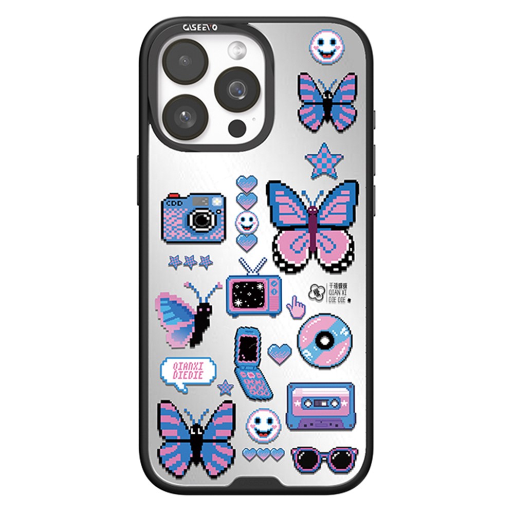 CASEEVO For iPhone 16 Pro Max Magnetic Case Compatible with MagSafe TPU Acrylic Cover with Interchangeable Butterflies Backplate - Retro Vibe