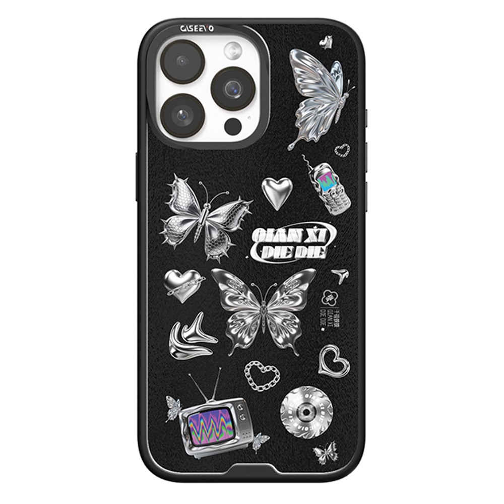 CASEEVO For iPhone 14 Pro Max Magnetic Case Compatible with MagSafe TPU Acrylic Cover with Interchangeable Butterflies Backplate - Midnight Fantasy