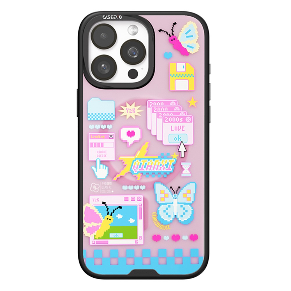 CASEEVO For iPhone 14 Pro Magnetic Case Compatible with MagSafe TPU Acrylic Cover with Interchangeable Butterflies Backplate - Candy Core