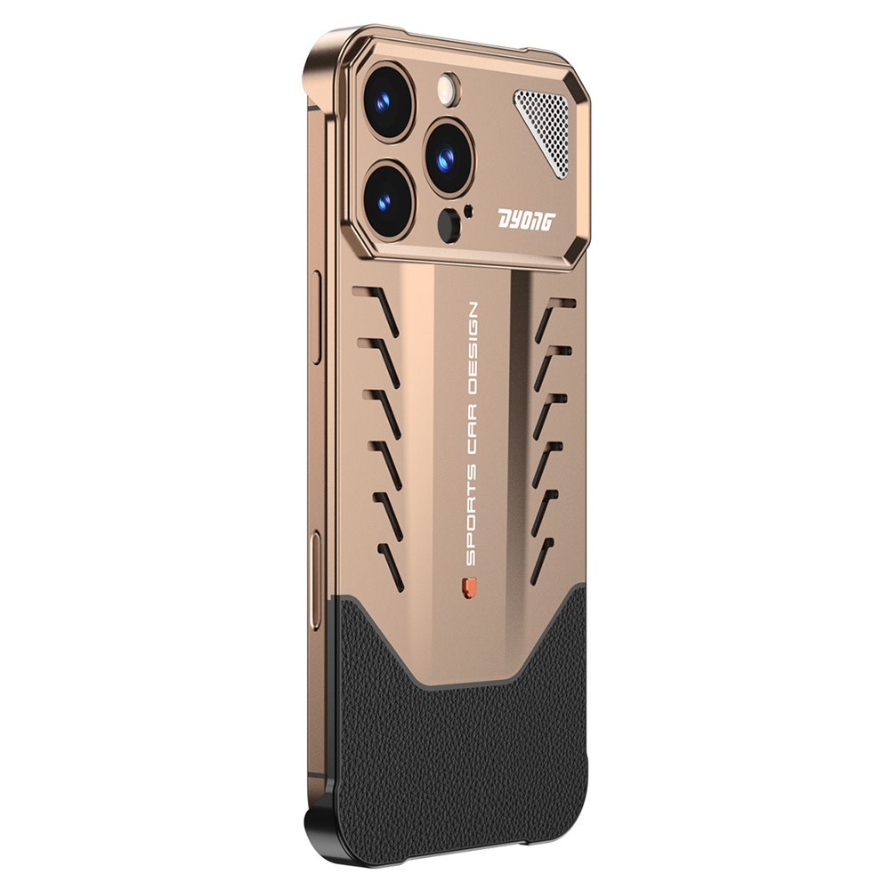 DYONG For iPhone 16 Pro Max Metal Case Snap-Open Design Heat Dissipation Shockproof Phone Cover - Desert Gold