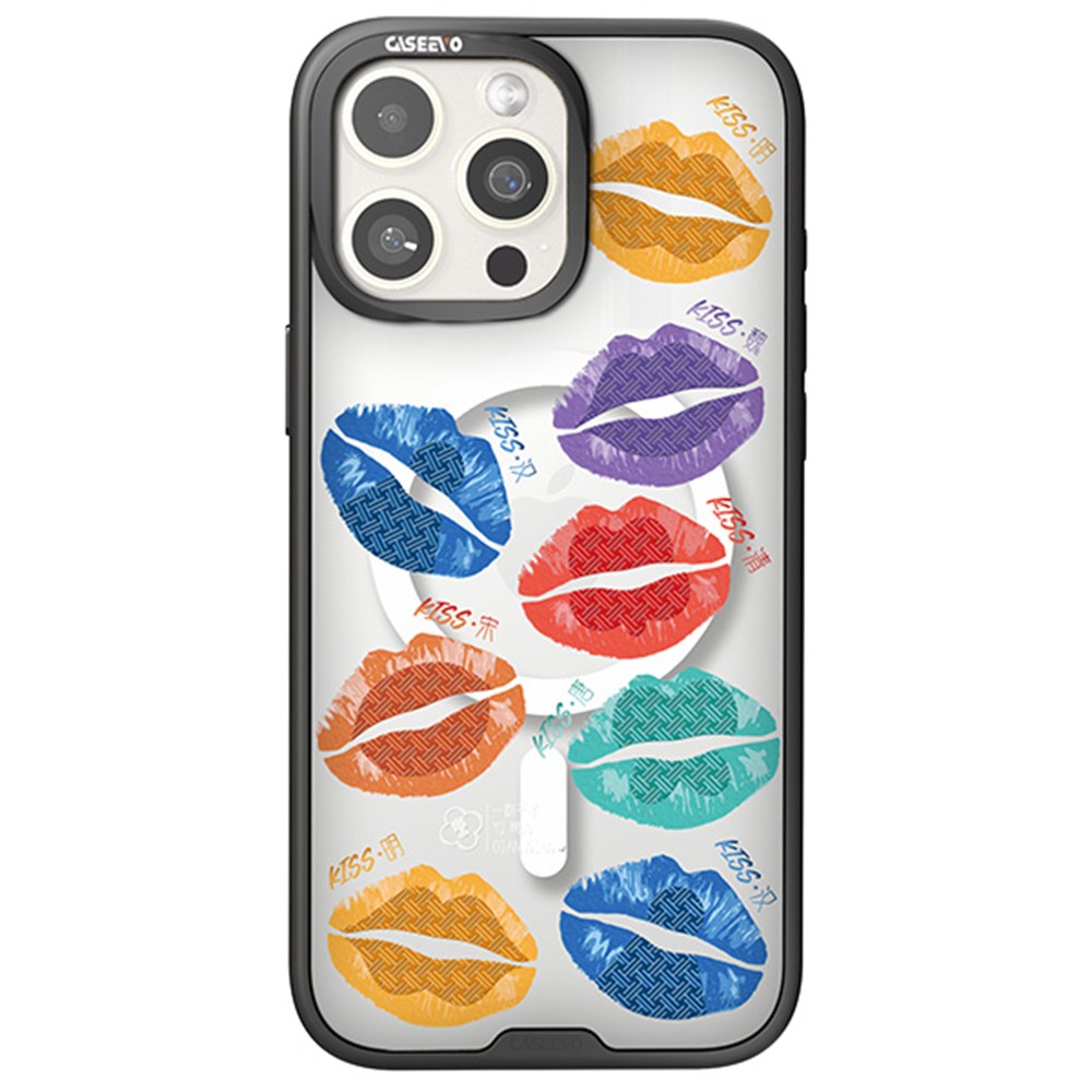 CASEEVO For iPhone 15 Pro Magnetic Case Compatible with MagSafe TPU Acrylic Phone Cover with Detachable Backplate - Eternal Kiss