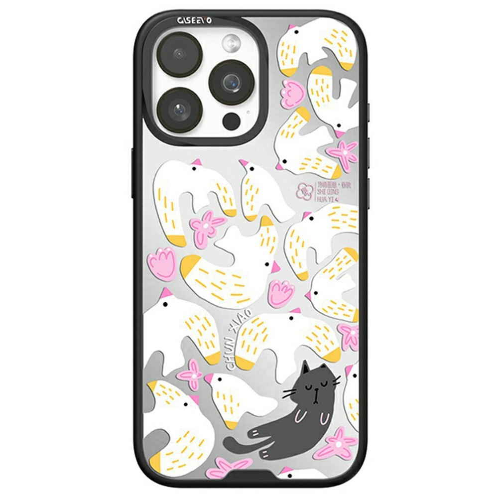 CASEEVO For iPhone 16 Pro Max Case Compatible with MagSafe TPU Acrylic Phone Cover with Poetic Illustration Backplate - Spring Dawn