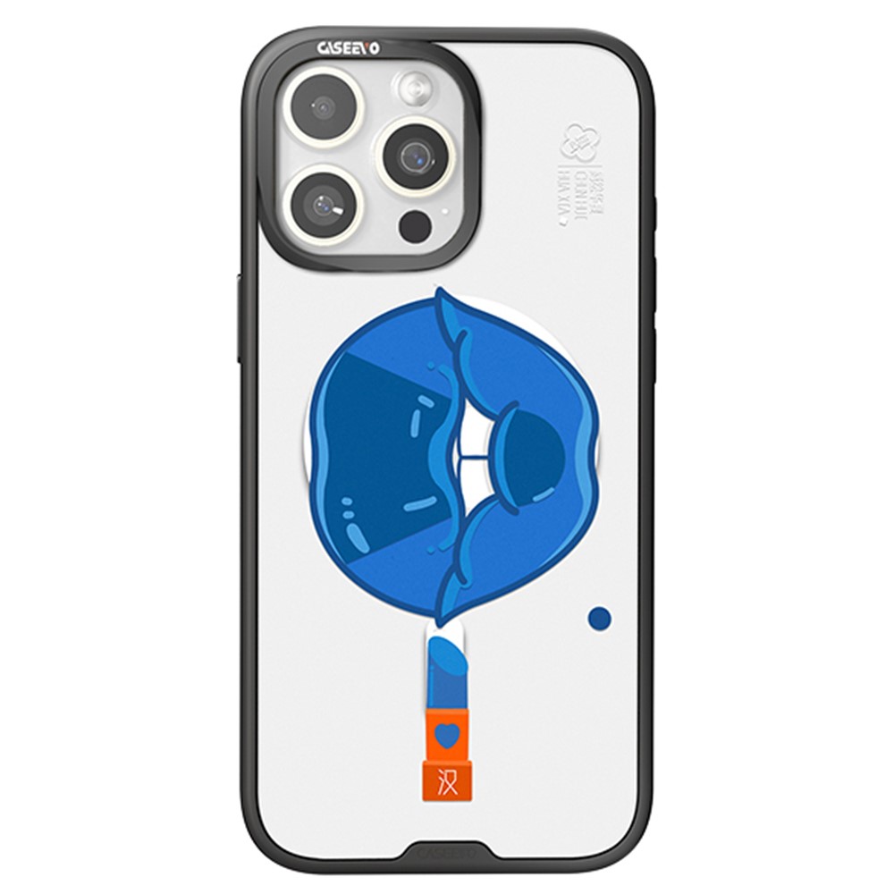 CASEEVO For iPhone 16 Pro Magnetic Case Compatible with MagSafe TPU Acrylic Phone Cover with Lip Pattern Back Panel - Han Dynasty