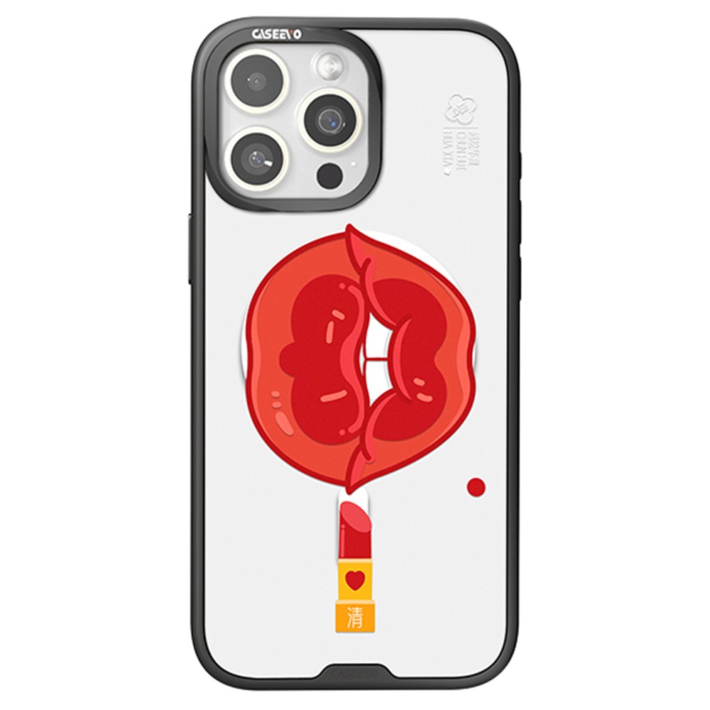 CASEEVO For iPhone 16 Pro Magnetic Case Compatible with MagSafe TPU Acrylic Phone Cover with Lip Pattern Back Panel - Qing Dynasty