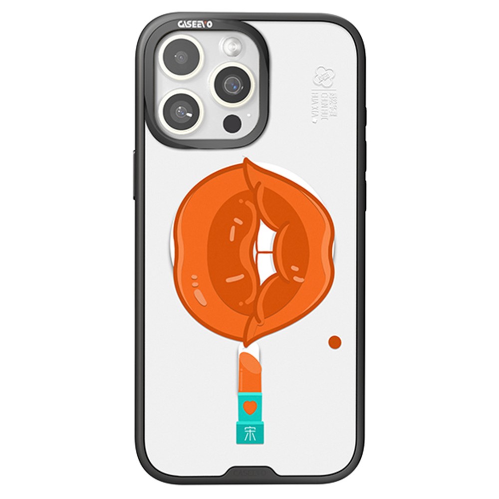 CASEEVO For iPhone 15 Pro Magnetic Case Compatible with MagSafe TPU Acrylic Phone Cover with Lip Pattern Back Panel - Song Dynasty