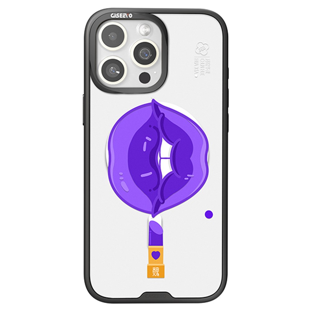 CASEEVO For iPhone 15 Pro Magnetic Case Compatible with MagSafe TPU Acrylic Phone Cover with Lip Pattern Back Panel - Wei Dynasty