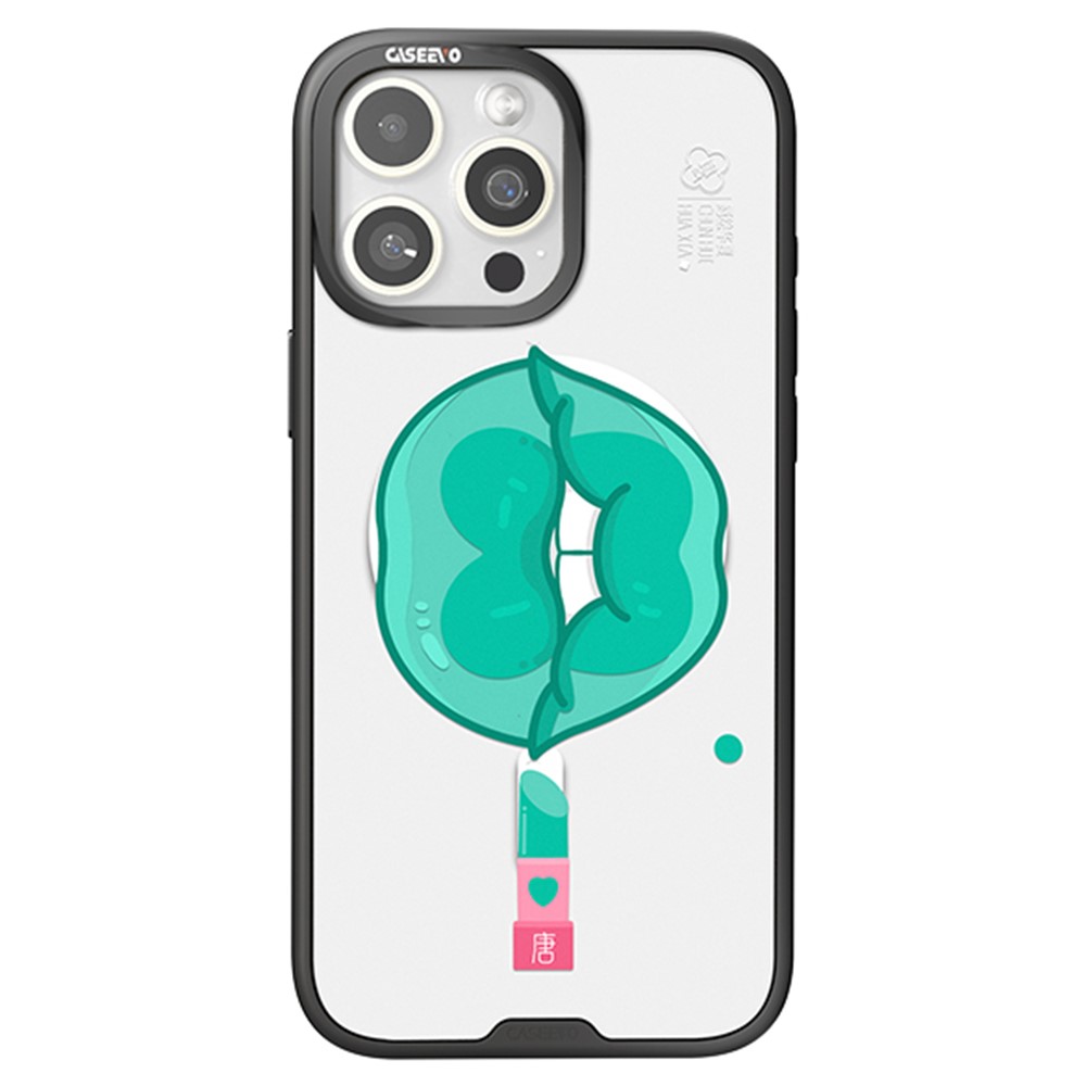 CASEEVO For iPhone 15 Pro Max Magnetic Case Compatible with MagSafe TPU Acrylic Phone Cover with Lip Pattern Back Panel - Tang Dynasty