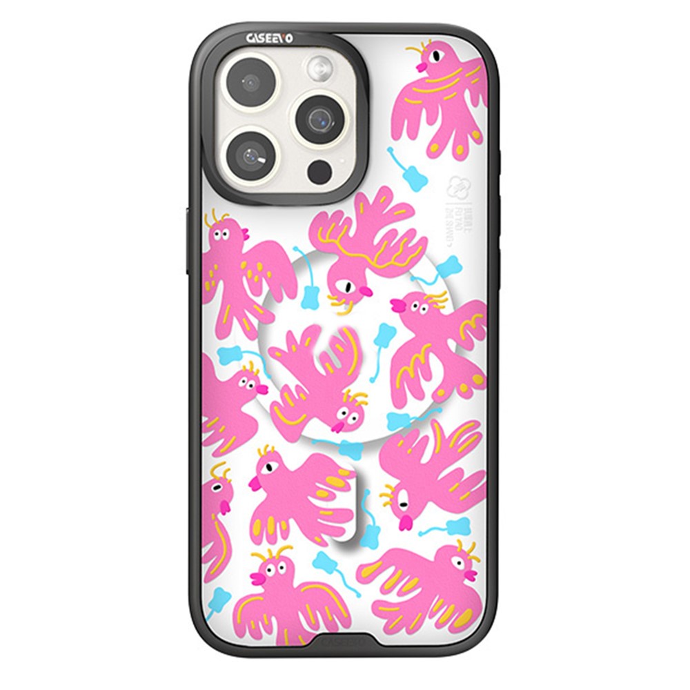 CASEEVO For iPhone 14 Pro Max Case Compatible with MagSafe TPU Acrylic Phone Cover with Interchangeable Back Panel - Vermilion Bird