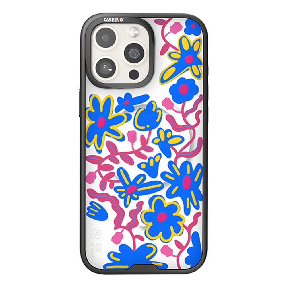 CASEEVO For iPhone 14 Pro Case Compatible with MagSafe TPU Acrylic Phone Cover with Interchangeable Back Panel - Flower