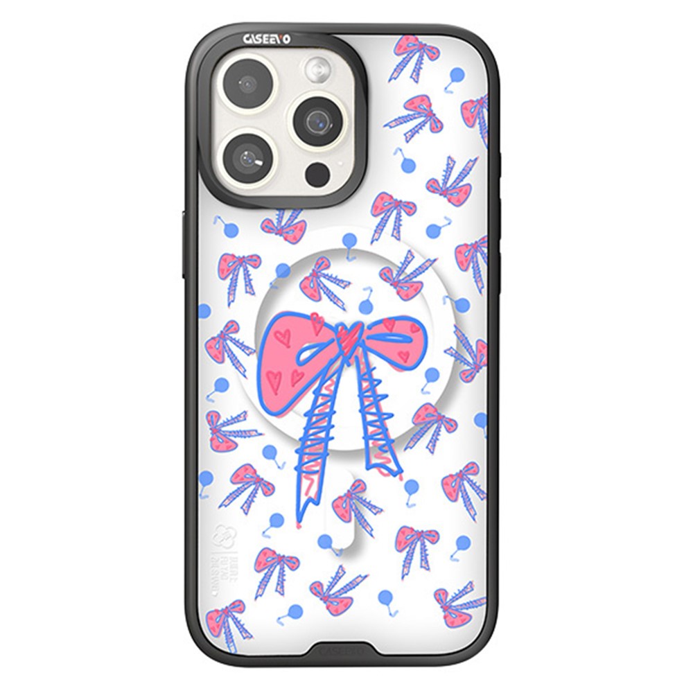 CASEEVO For iPhone 16 Pro Max Case Compatible with MagSafe TPU Acrylic Phone Cover with Interchangeable Back Panel - Bowknot