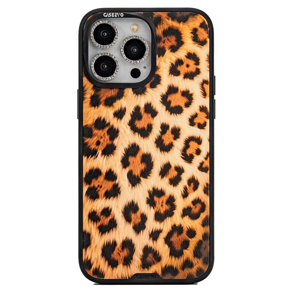 CASEEVO For iPhone 15 Pro Case Compatible with MagSafe TPU Acrylic Phone Cover with Detachable Leopard Backplate - Brown