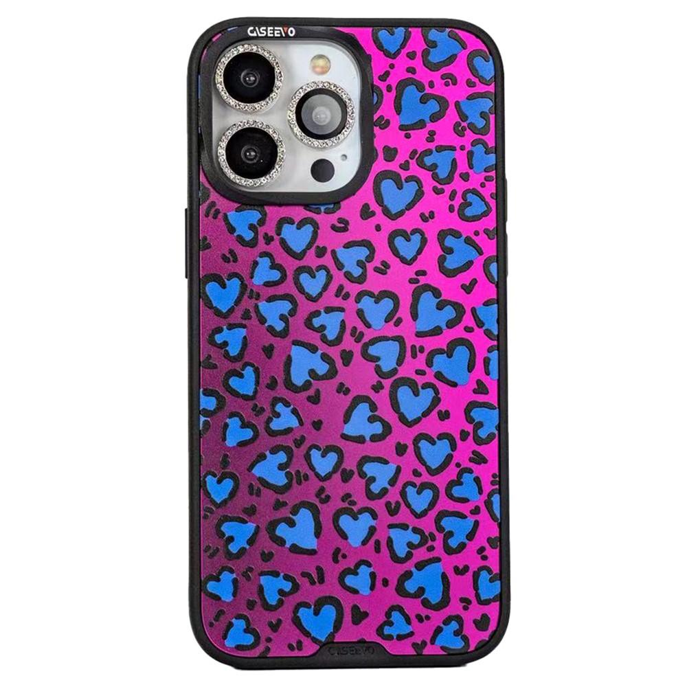 CASEEVO For iPhone 14 Pro Max Case Compatible with MagSafe TPU Acrylic Phone Cover with Detachable Leopard Backplate - Blue / Pink
