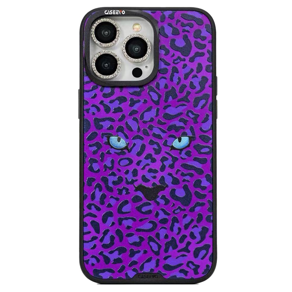 CASEEVO For iPhone 14 Pro Max Case Compatible with MagSafe TPU Acrylic Phone Cover with Detachable Leopard Backplate - Purple