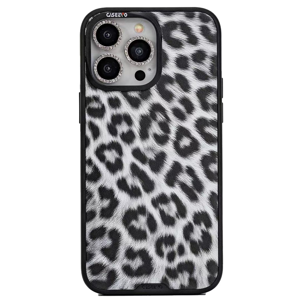 CASEEVO For iPhone 15 Pro Max Case Compatible with MagSafe TPU Acrylic Phone Cover with Detachable Leopard Backplate - Black / White