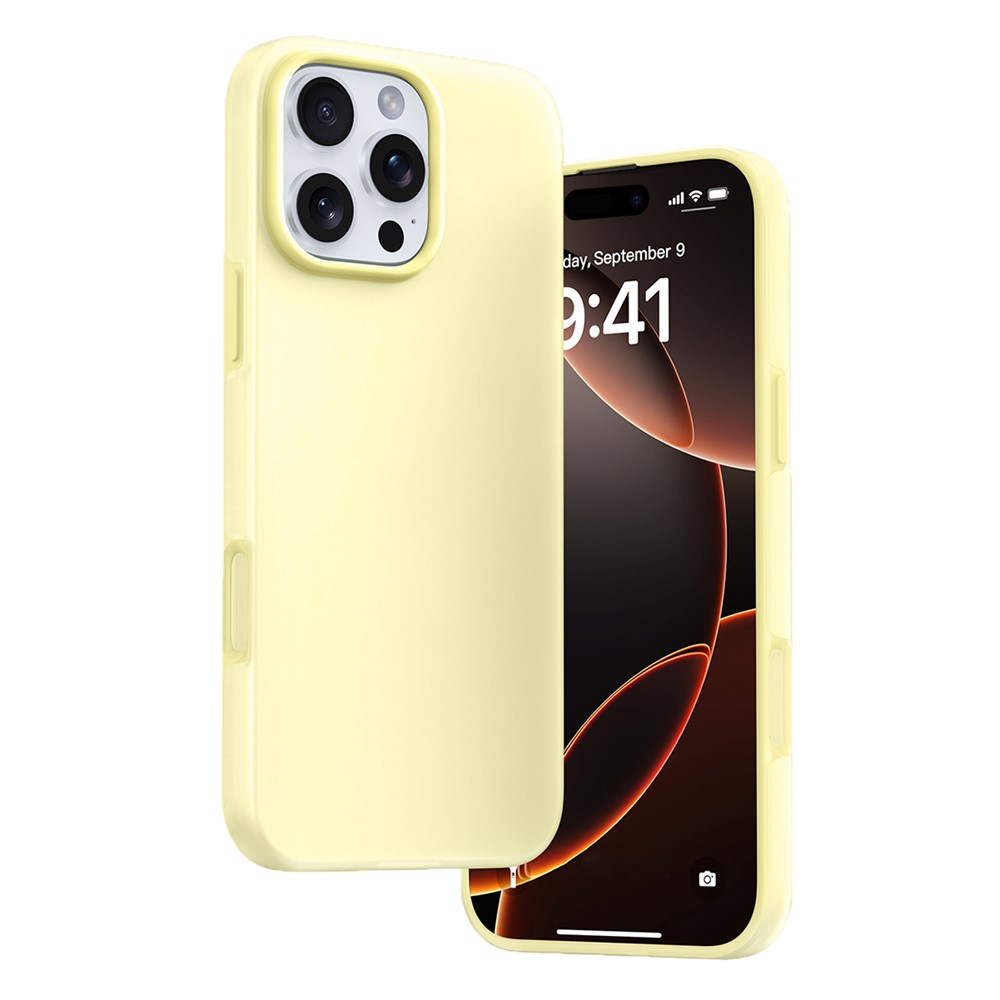 For iPhone 16 Pro Case Heat Dissipation Ice-Transparent Liquid Silicone + PC Phone Cover - Yellow