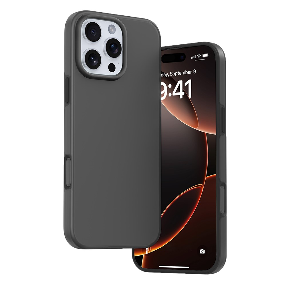 For iPhone 16 Pro Max Case Heat Dissipation Ice-Transparent Liquid Silicone + PC Phone Cover - Grey