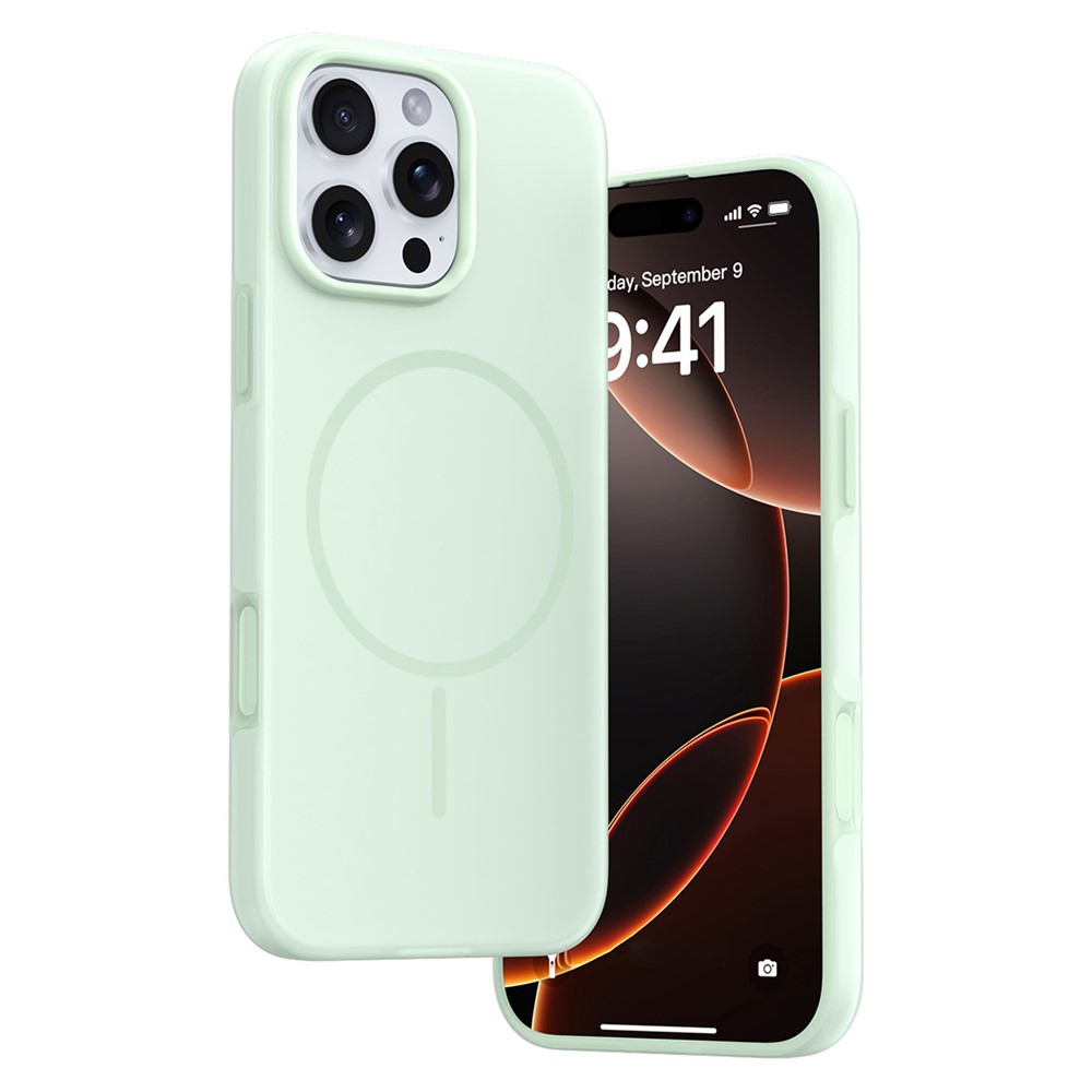 For iPhone 16 Pro Max Case Compatible with MagSafe Ice-Transparent Liquid Silicone + PC Phone Cover - Green