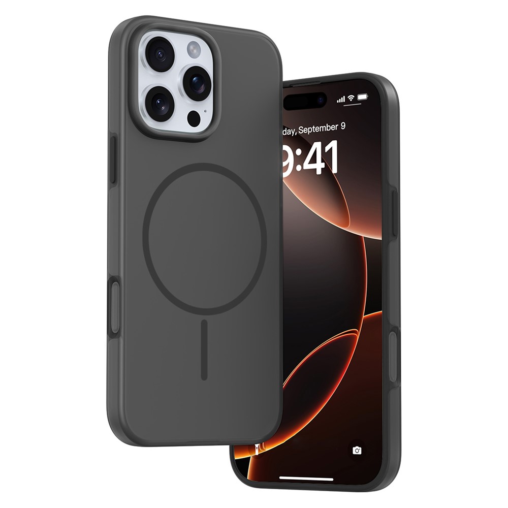 For iPhone 16 Pro Max Case Compatible with MagSafe Ice-Transparent Liquid Silicone + PC Phone Cover - Grey