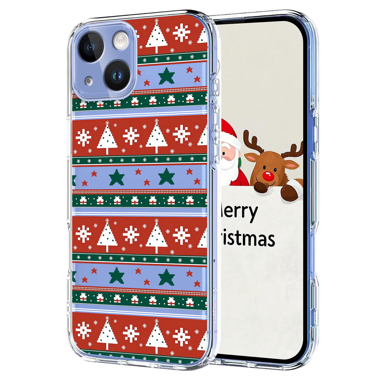 For iPhone 15 Case Christmas Themed Pattern Printing TPU Phone Back Cover - Christmas Ribbons