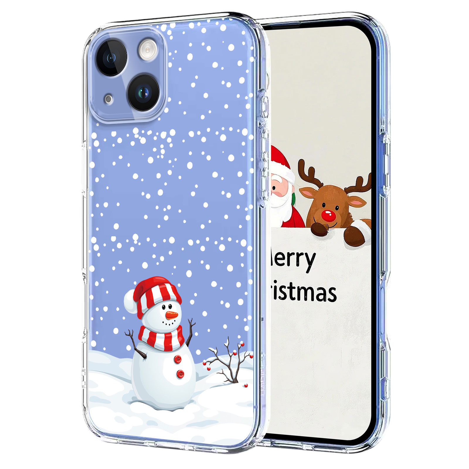 For iPhone 15 Case Christmas Themed Pattern Printing TPU Phone Back Cover - Christmas Snowman