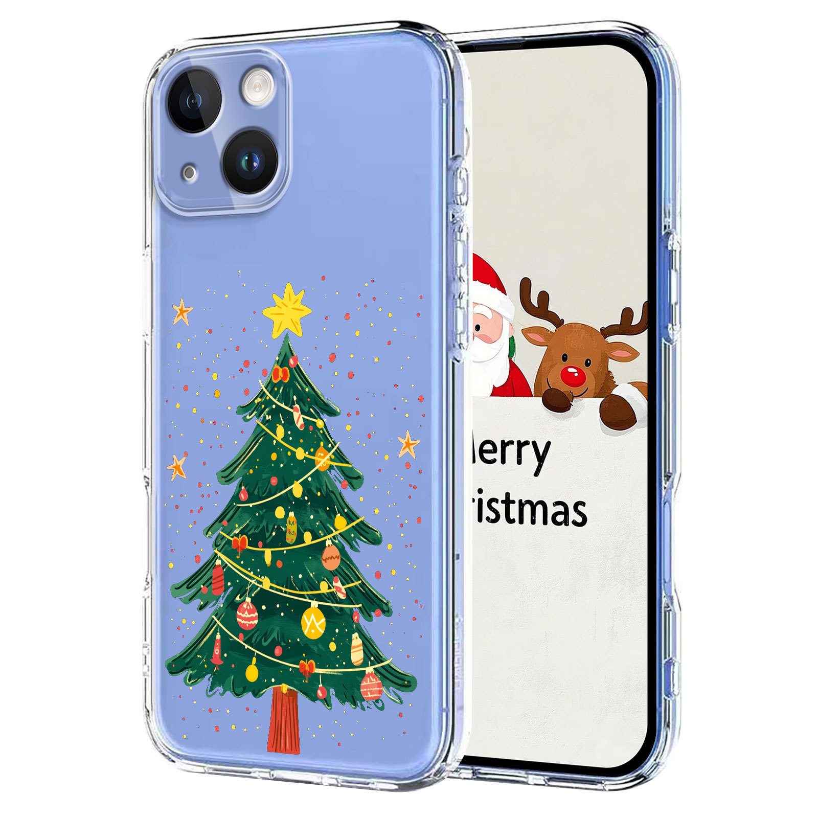 For iPhone 15 Case Christmas Themed Pattern Printing TPU Phone Back Cover - Christmas Tree