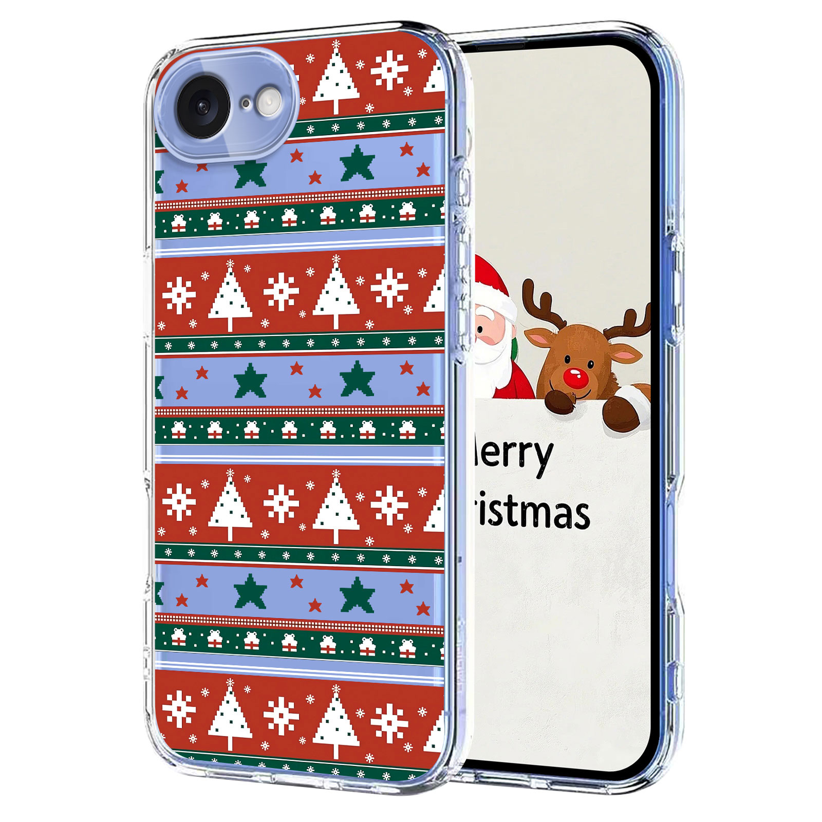For iPhone 16e Case Christmas Themed Pattern Printing TPU Phone Back Cover - Christmas Ribbons