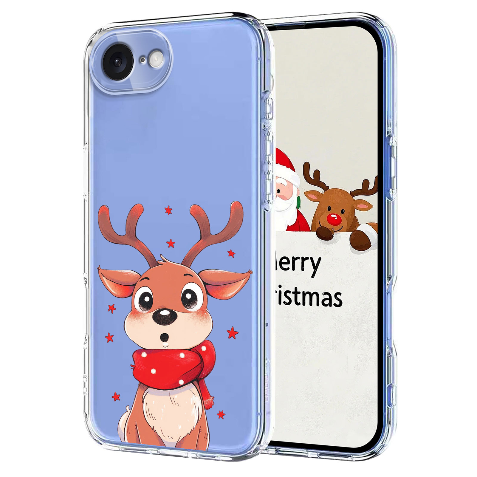 For iPhone 16e Case Christmas Themed Pattern Printing TPU Phone Back Cover - Christmas Elk