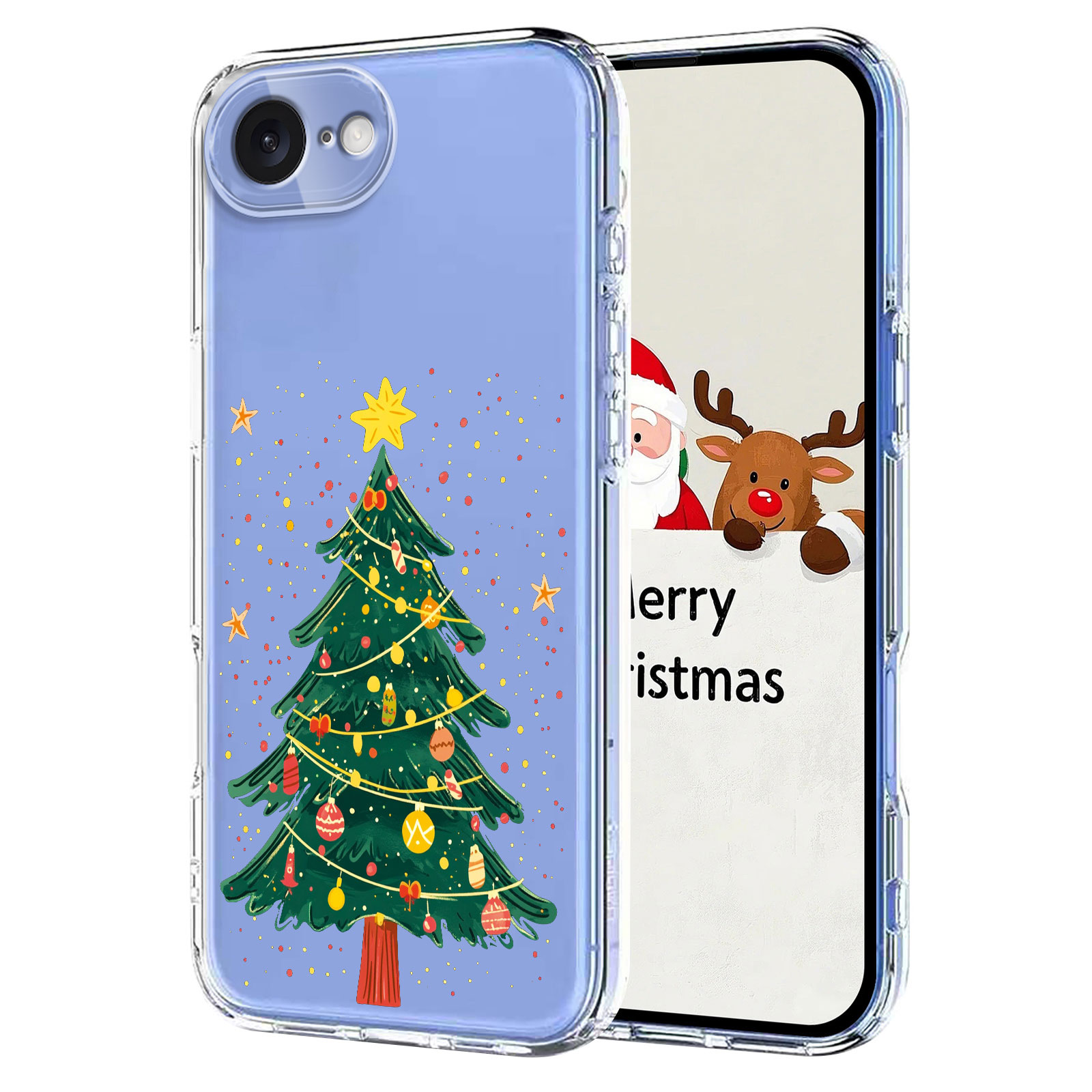 For iPhone 16e Case Christmas Themed Pattern Printing TPU Phone Back Cover - Christmas Tree