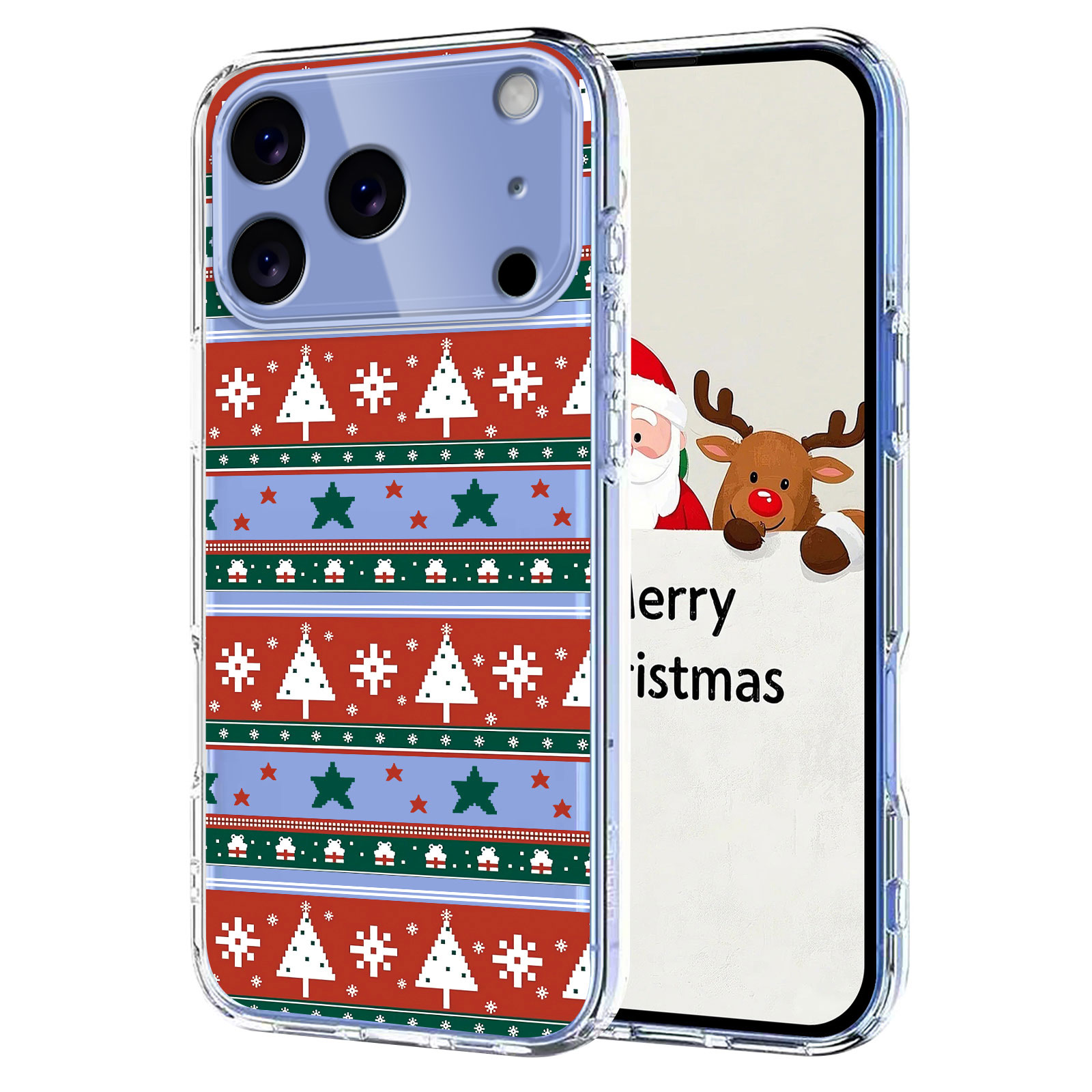 For iPhone 17 Pro Max Case Christmas Themed Pattern Printing TPU Phone Back Cover - Christmas Ribbons
