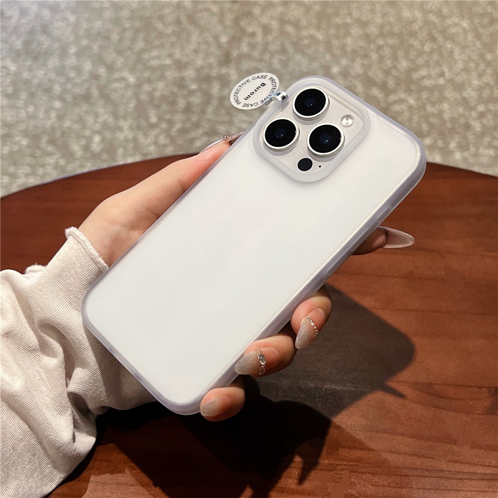 For iPhone 15 Pro Max Case Heat Dissipation Ice-Transparent Liquid Silicone + PC Phone Cover - White