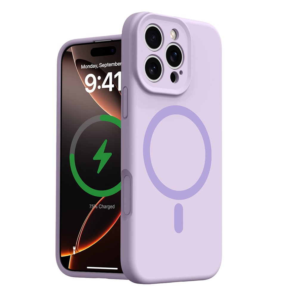 For iPhone 16 Pro Max Case Compatible with MagSafe Precise Cutouts Liquid Silicone + PC Phone Cover - Light Purple