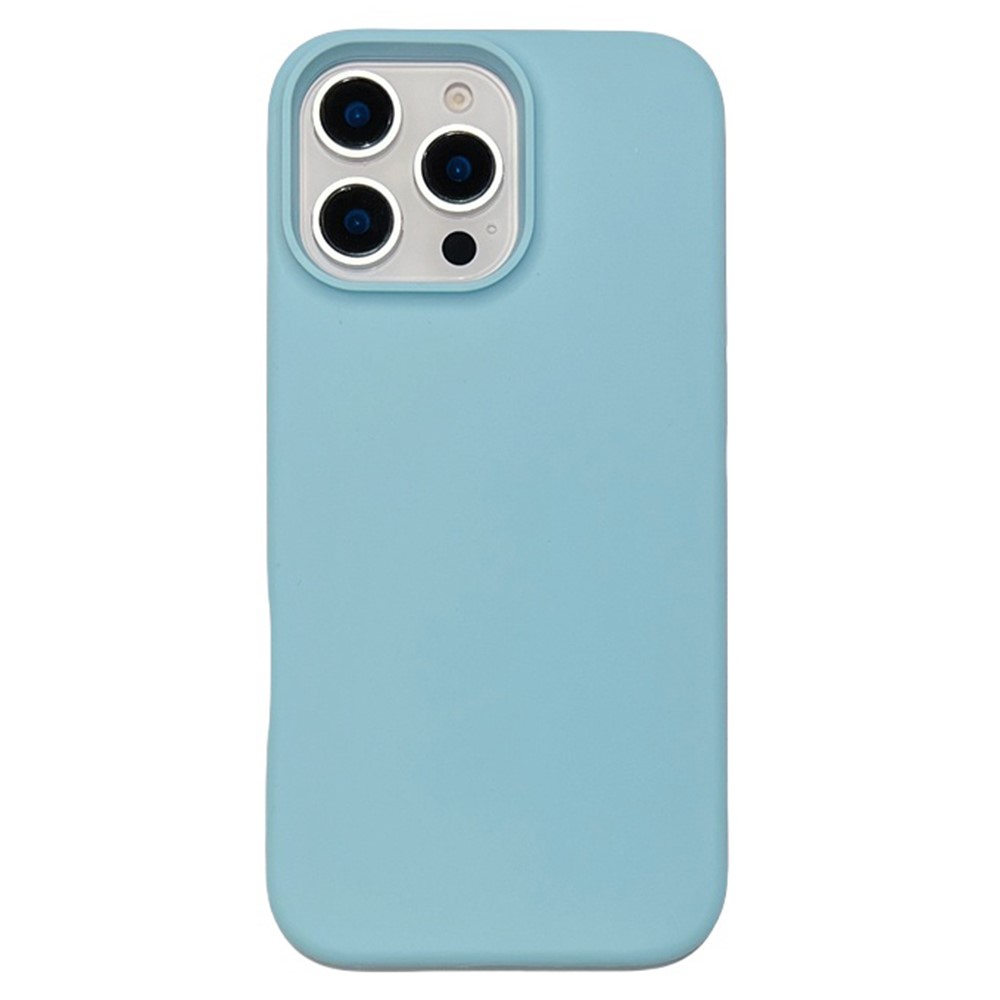 For iPhone 16 Pro Max Case Soft Microfiber Lining Liquid Silicone + PC Phone Cover - Ice Blue