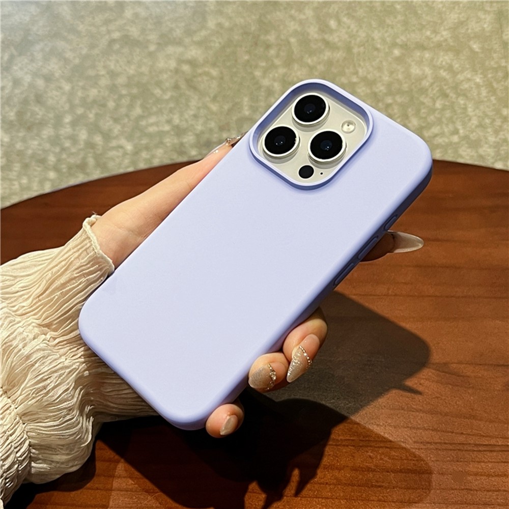 For iPhone 16 Pro Max Case Soft Microfiber Lining Liquid Silicone + PC Phone Cover - Misty Purple