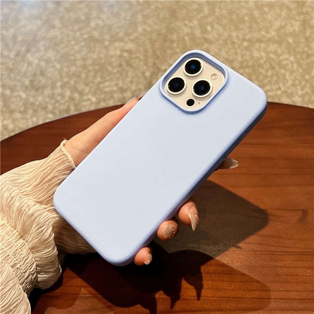 For iPhone 16 Pro Max Case Soft Microfiber Lining Liquid Silicone + PC Phone Cover - Cloud Blue