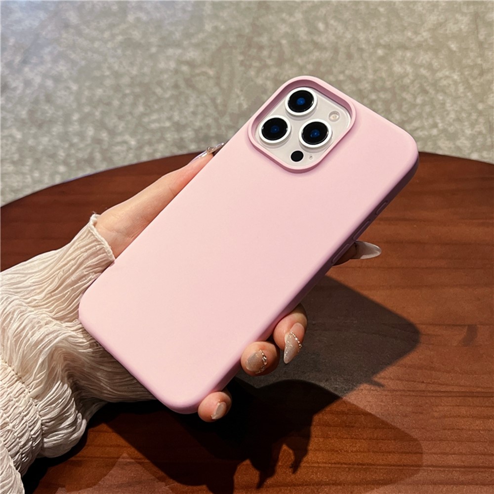 For iPhone 16 Pro Max Case Soft Microfiber Lining Liquid Silicone + PC Phone Cover - Sakura Pink