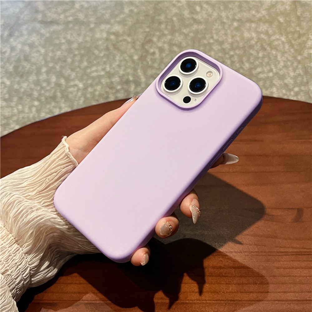 For iPhone 16 Pro Max Case Soft Microfiber Lining Liquid Silicone + PC Phone Cover - Bean Purple