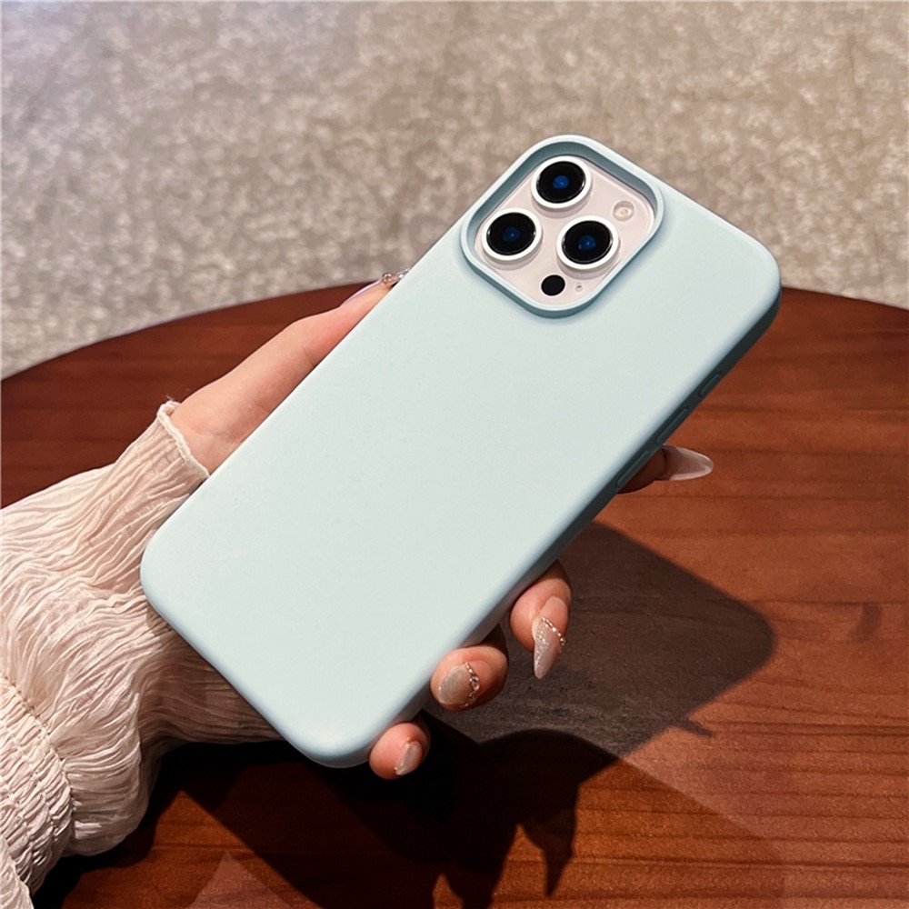 For iPhone 16 Pro Case Soft Microfiber Lining Liquid Silicone + PC Phone Cover - Glacier Blue