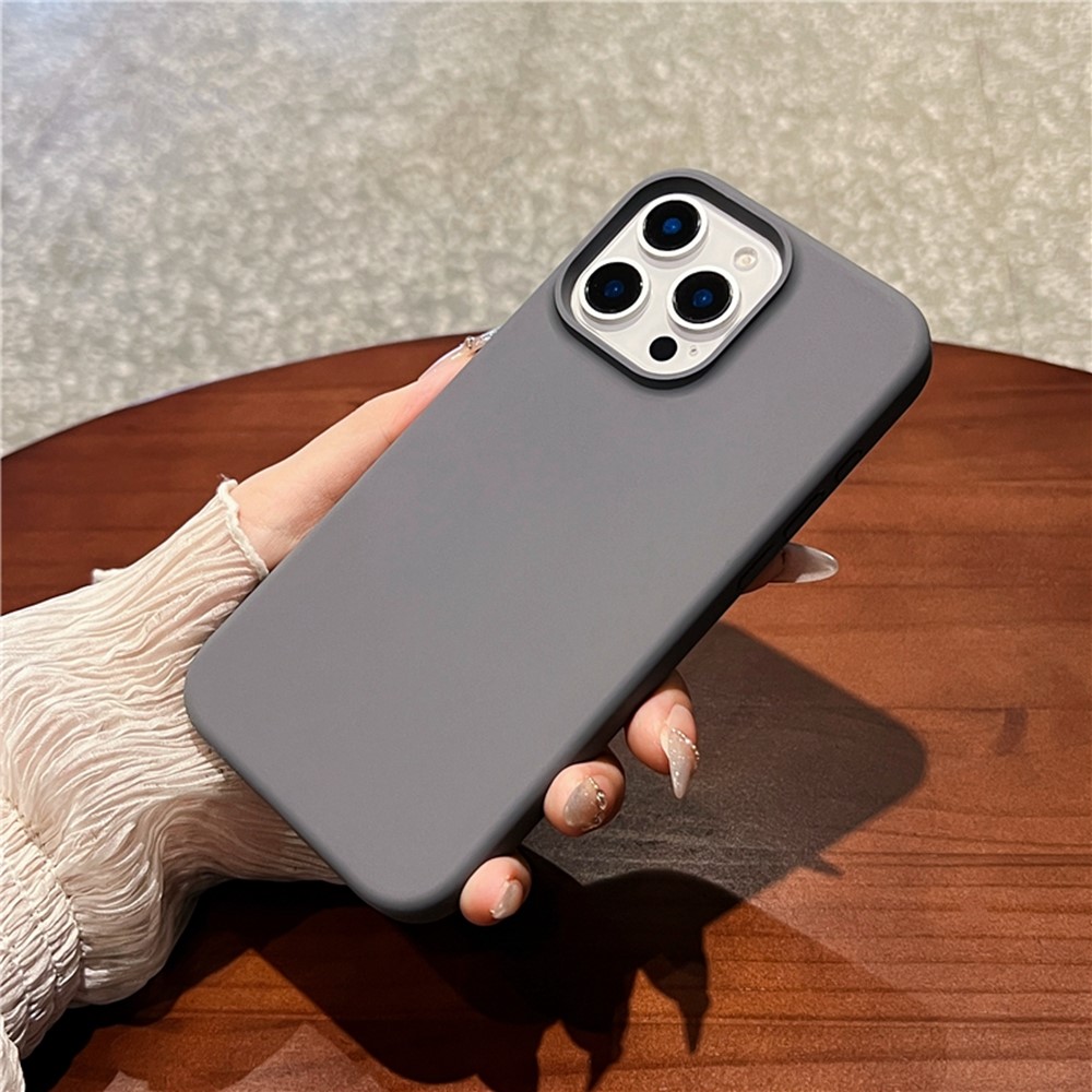 For iPhone 16 Pro Case Soft Microfiber Lining Liquid Silicone + PC Phone Cover - Dark Grey