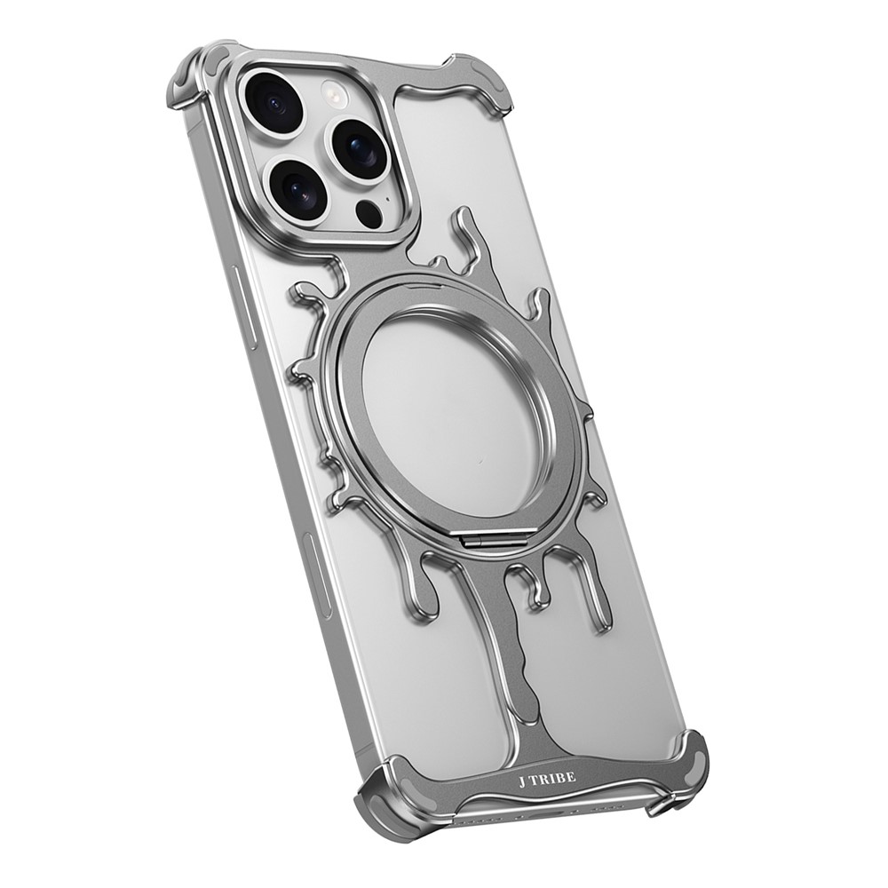 Glacier Series for iPhone 16 Pro Max Bumper Case Rotating Kickstand Metal Phone Cover Compatible with MagSafe - Dark Grey