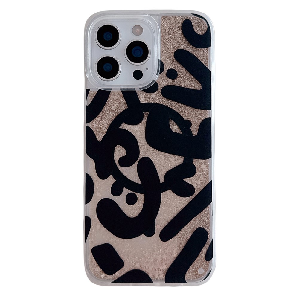 For iPhone 16 Pro Magnetic Case Quicksand Skin Touch Pattern TPU PC Phone Back Cover - Leopard Black