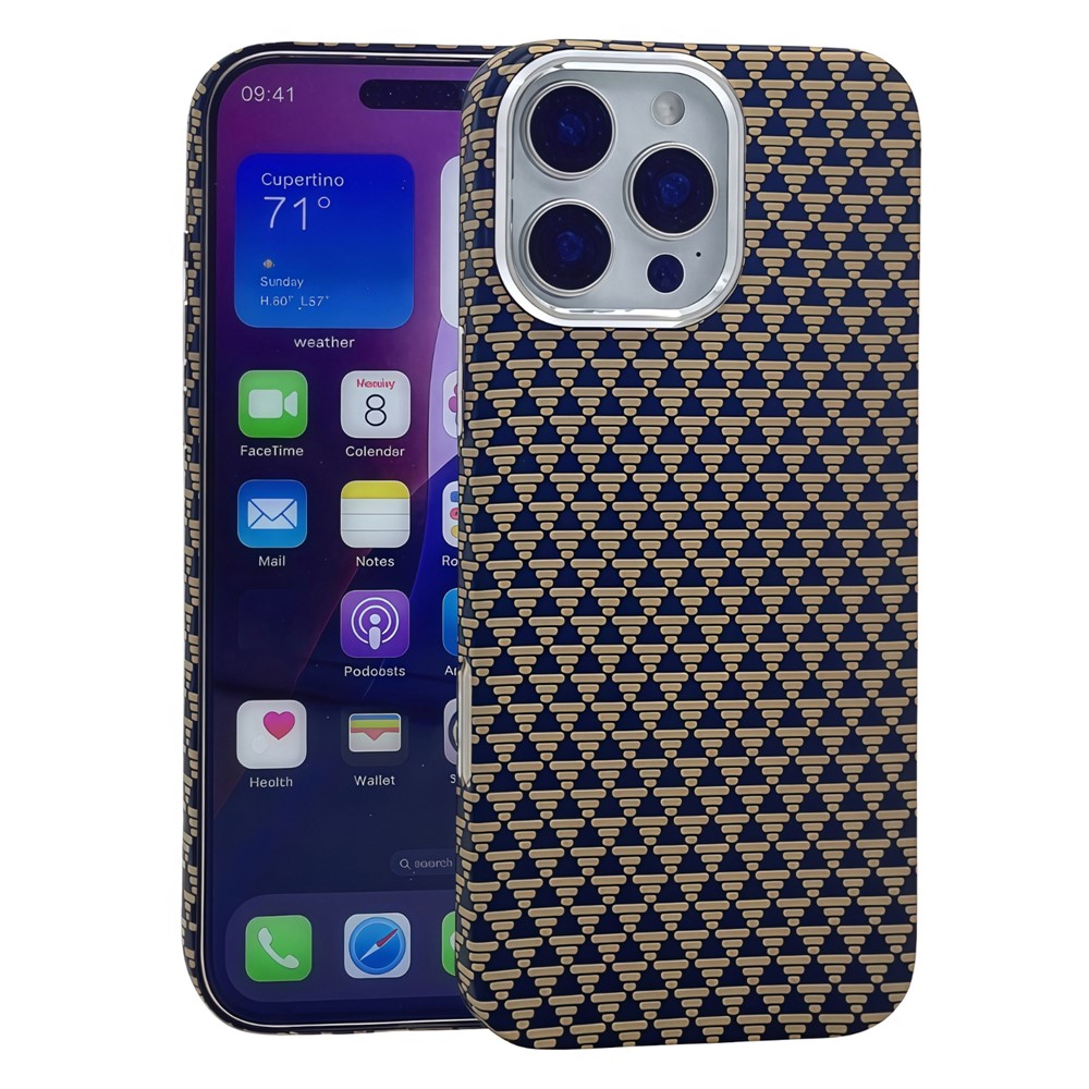 For iPhone 16 Pro Max Case Compatible with MagSafe Carbon Fiber Texture Hard PC Phone Cover - Gold