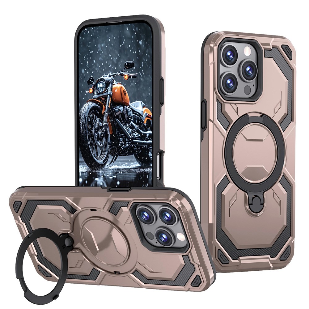 Bulk Purchasing For iPhone 13 Pro Max Case Rotating Kickstand TPU + PC Anti-drop Phone Cover - Pink