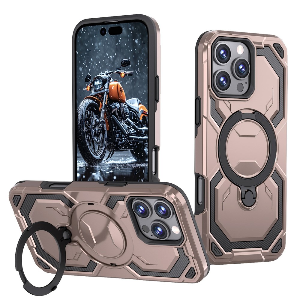 Bulk Purchasing For iPhone 16 Pro Case Rotating Kickstand TPU + PC Anti-drop Phone Cover - Pink