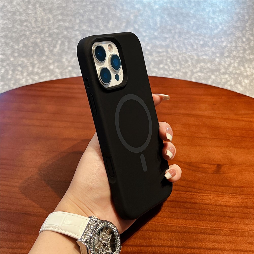 For iPhone 16 Pro Case Compatible with MagSafe Liquid Silicone + PC Anti-Scratch Phone Cover - Black
