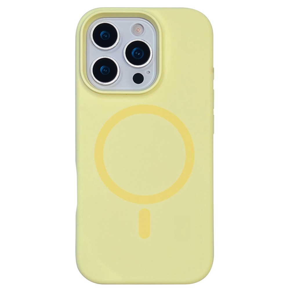 For iPhone 16 Pro Max Case Compatible with MagSafe Liquid Silicone + PC Anti-Scratch Phone Cover - Light Yellow