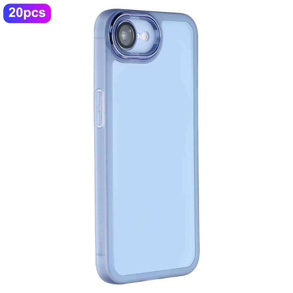 Bulk Purchasing 20Pcs For iPhone 16e Case Electroplated Camera Frame TPU Phone Cover Precise Cutouts - Transparent Blue