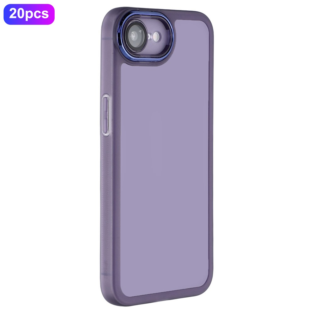 Bulk Purchasing 20Pcs For iPhone 16e Case Electroplated Camera Frame TPU Phone Cover Precise Cutouts - Transparent Purple