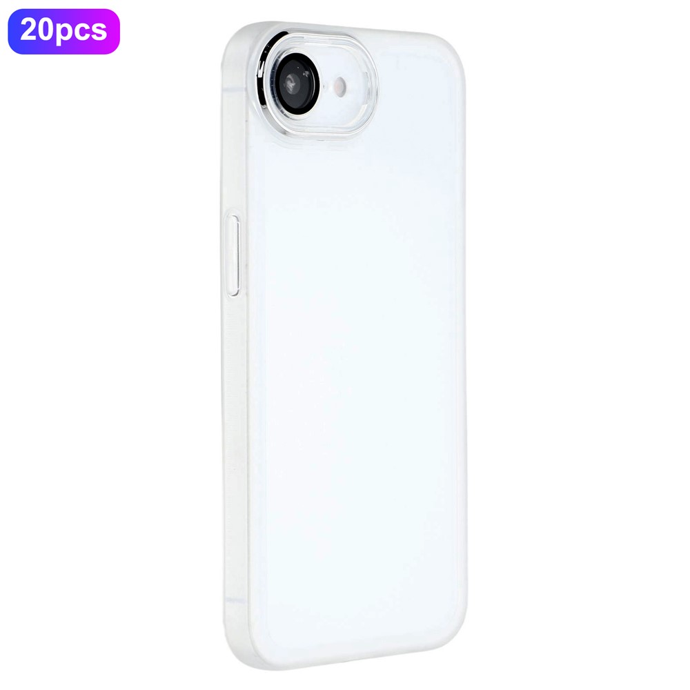 Bulk Purchasing 20Pcs For iPhone 16e Case Electroplated Camera Frame TPU Phone Cover Precise Cutouts - Transparent White